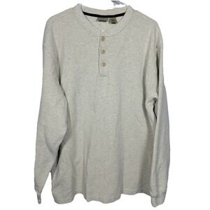 L L Bean Mens XL Miniwaffle Henley‎ Long Sleeve Cotton Thermal Shirt Oatmeal